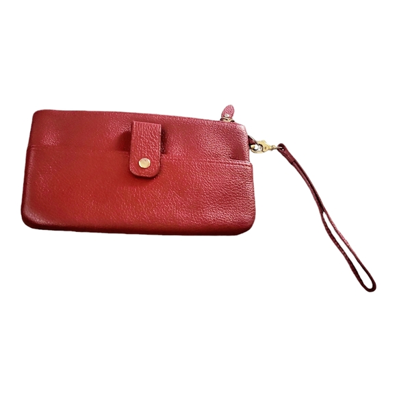 Lodis Red Pebbled Leather Wristlet Clutch / Wallet Purse - Picture 11 of 13